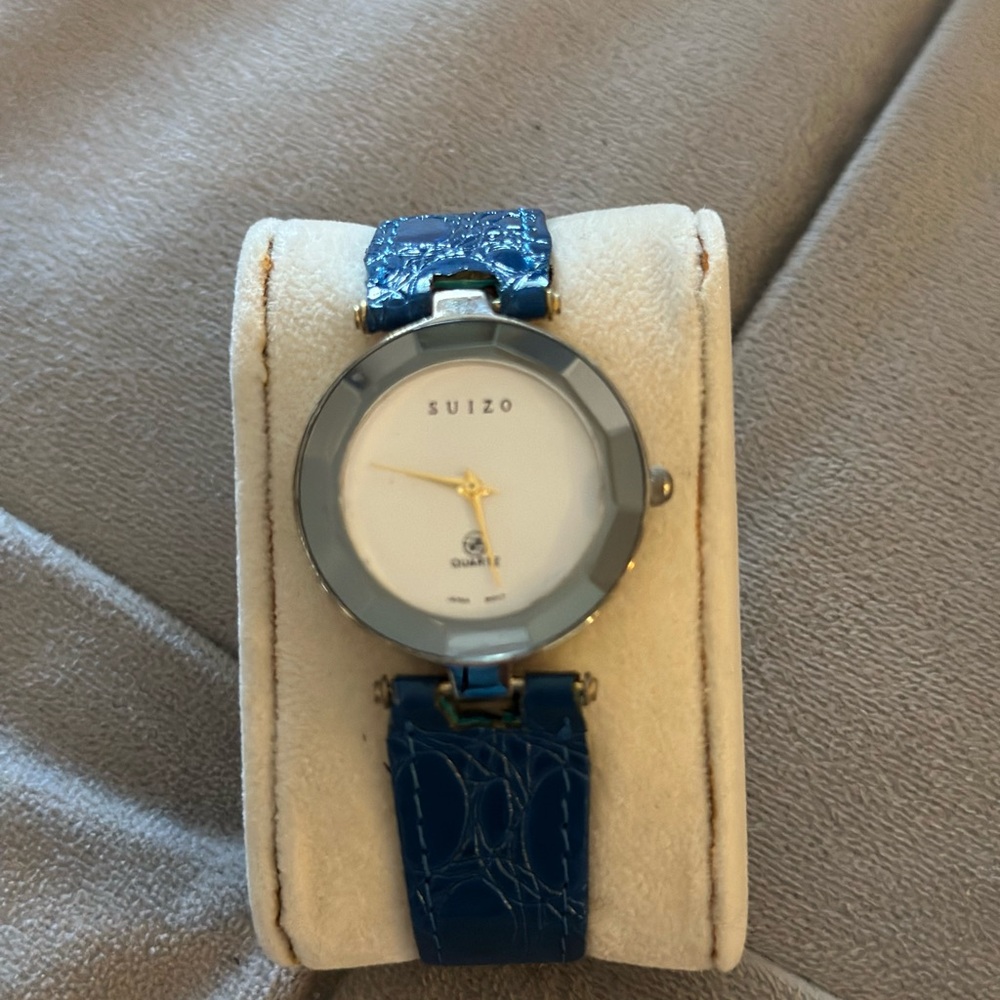 Women's Blue Leather Strap Watch